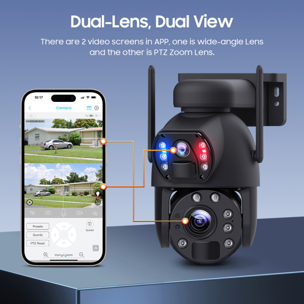 Alternative view of SECTEC smart ηλιακή κάμερα ST-598-6M-4G-20W-EU, 3MP dual lens, 20x zoom, 4G, SD, PTZ