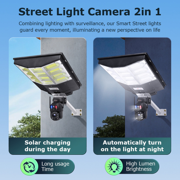 Alternative view of SECTEC smart ηλιακή κάμερα ST-LC598-EU με προβολέα, dual lens, 3MP, 4G, SD, PTZ, IP66