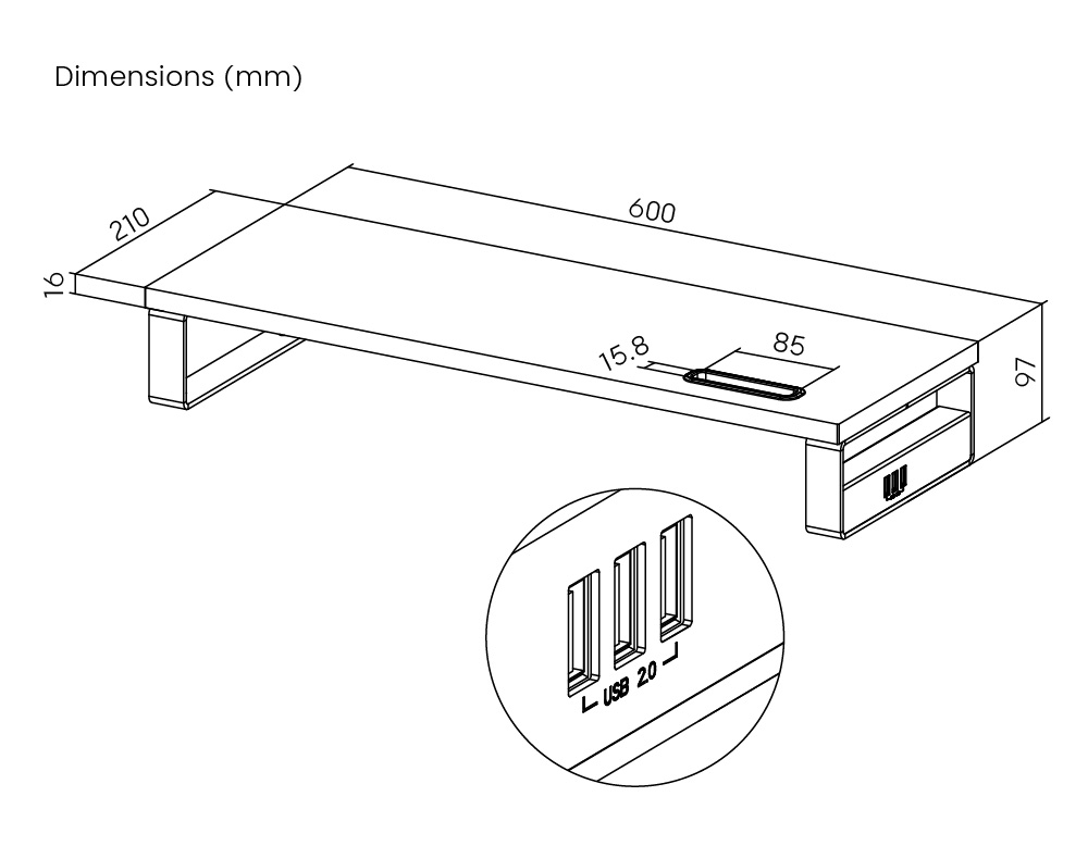 BRATECK επιτραπέζια βάση για οθόνη/laptop STB-118 με 3x USB θύρες, 17-32", έως 20kg, μαύρη - Image 7