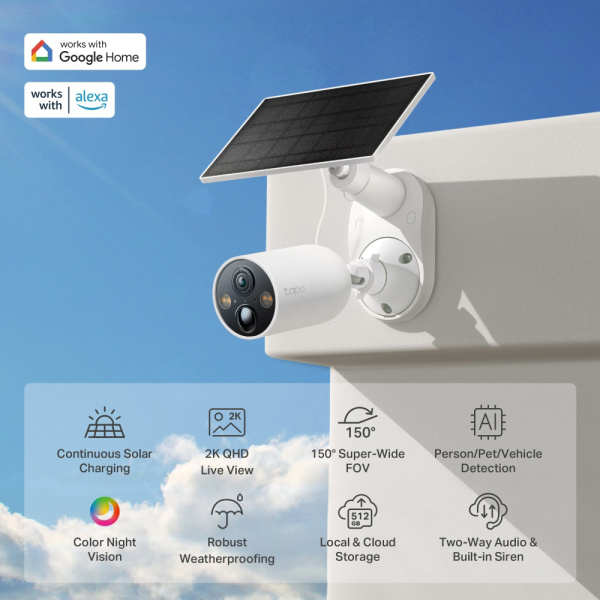 Alternative view of TP-LINK smart ηλιακή κάμερα Tapo C425 KIT, 2K, Wi-Fi, IP66, V.1.20