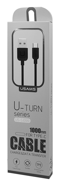 USAMS καλώδιο USB σε USB-C US-SJ099 U-Turn, 2.1A, 1m, μαύρο - Image 3