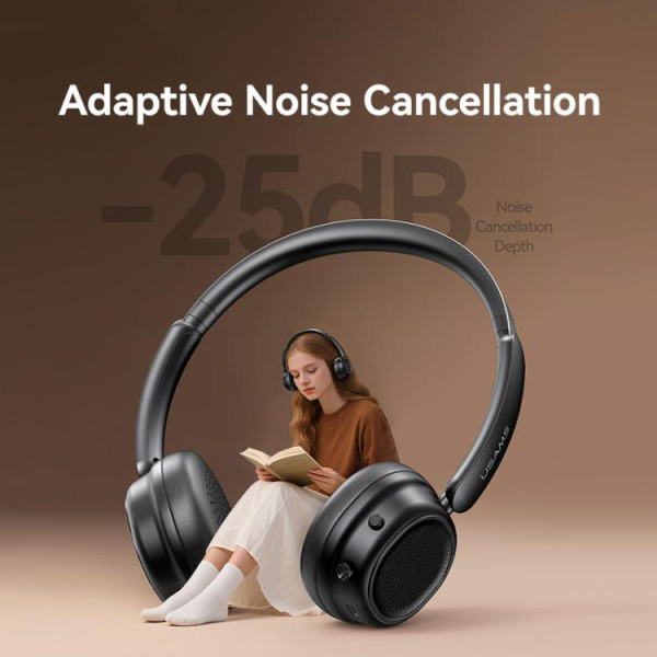 Alternative view of USAMS headphones SR01, ασύρματα, ANC, Φ40mm, 350mAh, μαύρα