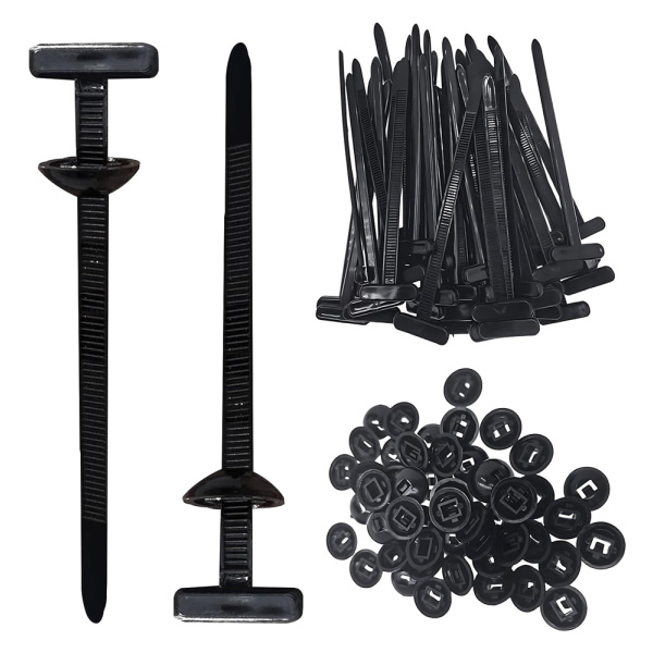 POWERTECH δεματικά καλωδίων TIES-082, 5x90mm, μαύρα, 50τμχ