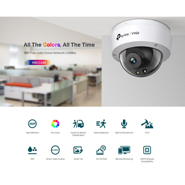 Alternative view of TP-LINK IP κάμερα VIGI C230, 4mm, 3MP, PoE, IP67/IK10, Ver. 1.0