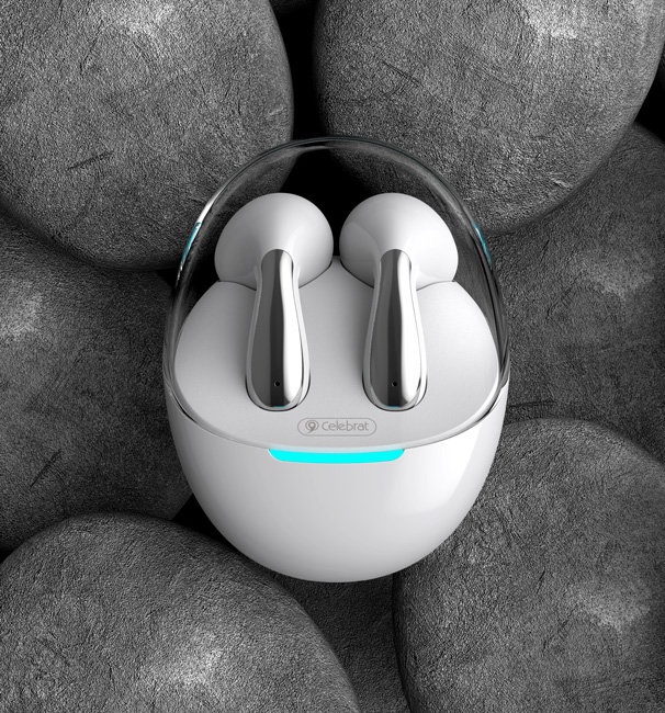 CELEBRAT earphones με θήκη φόρτισης W51, True Wireless, Φ13mm, λευκά - Image 2