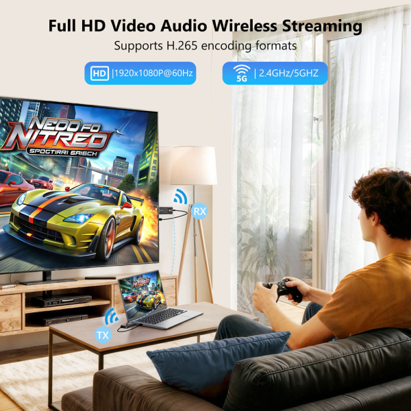 Alternative view of VRRIIS HDMI σύστημα ασύρματης μετάδοσης βίντεο WL087 Mini, 1080p, 2.4/5GHz, έως 350m