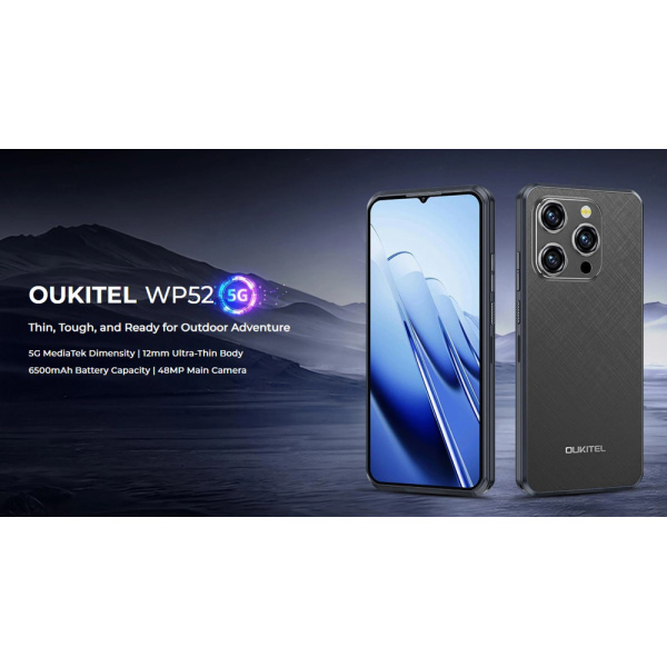 Alternative view of OUKITEL smartphone WP52, 6.6", 4/256GB, 5G, 6500mAh, IP68/IP69K, μαύρο
