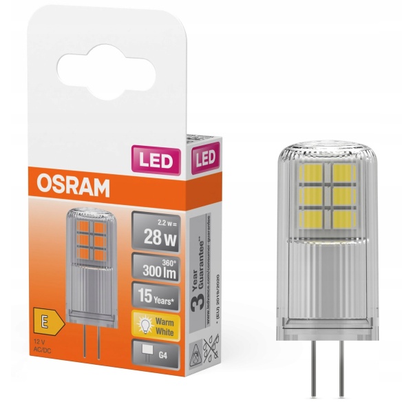 Osram Λάμπα LED 2.6W 95mm για Ντουί G4 και Σχήμα PL Θερμό Λευκό 300lm
