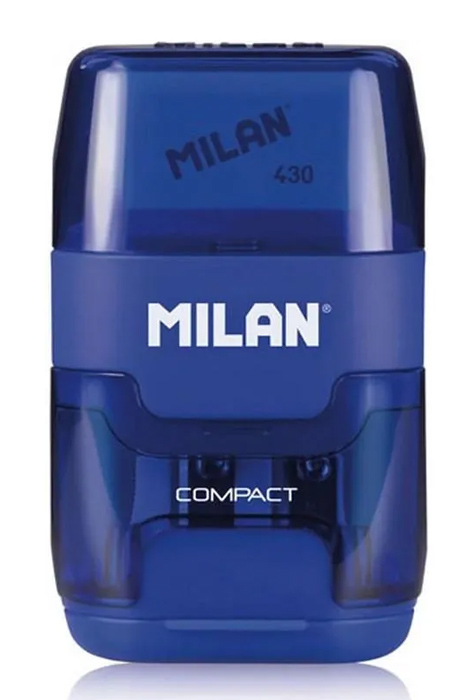 MILAN ξύστρα μολυβιών με κάδο & γόμα 1204703116, μπλε