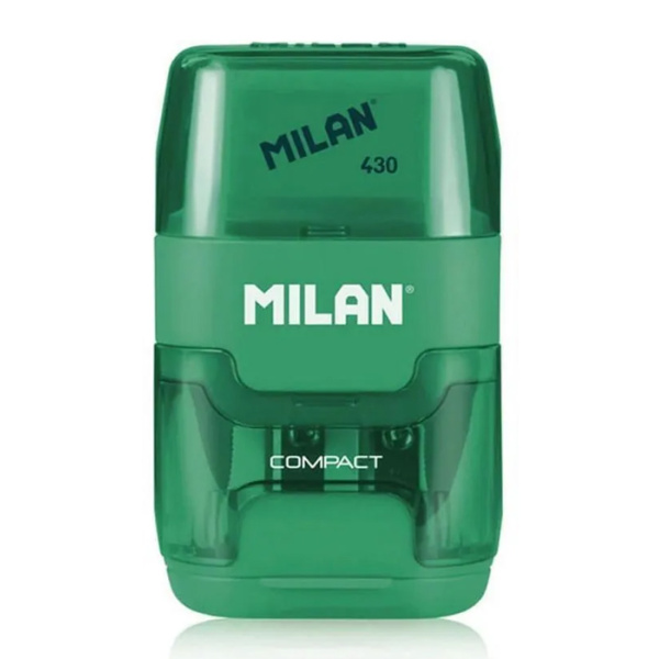 MILAN ξύστρα μολυβιών με κάδο & γόμα 1204703116, πράσινη