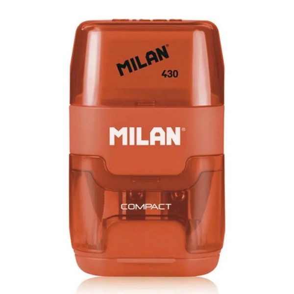 MILAN ξύστρα μολυβιών με κάδο & γόμα 1204703116, πορτοκαλί