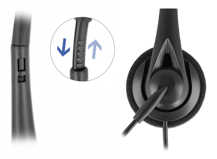 DELOCK headphones με μικρόφωνο 27177, mono, USB, volume control, μαύρα - Image 2