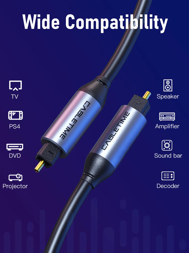 CABLETIME καλώδιο ήχου Toslink CT-AV380-P04GN, gold plated, 5mm, 5m, μαύρο - Image 6