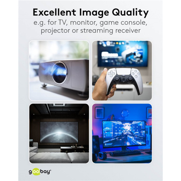 Alternative view of GOOBAY καλώδιο HDMI 2.1 65558 με Ethernet, 8K/60Hz, 48 Gbps, 10m, μαύρο