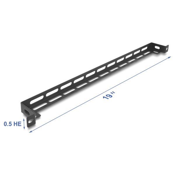 Alternative view of DELOCK cable management panel 67461 για rack 19", 0.5U, βάθος 50mm, μεταλλικό, μαύρο
