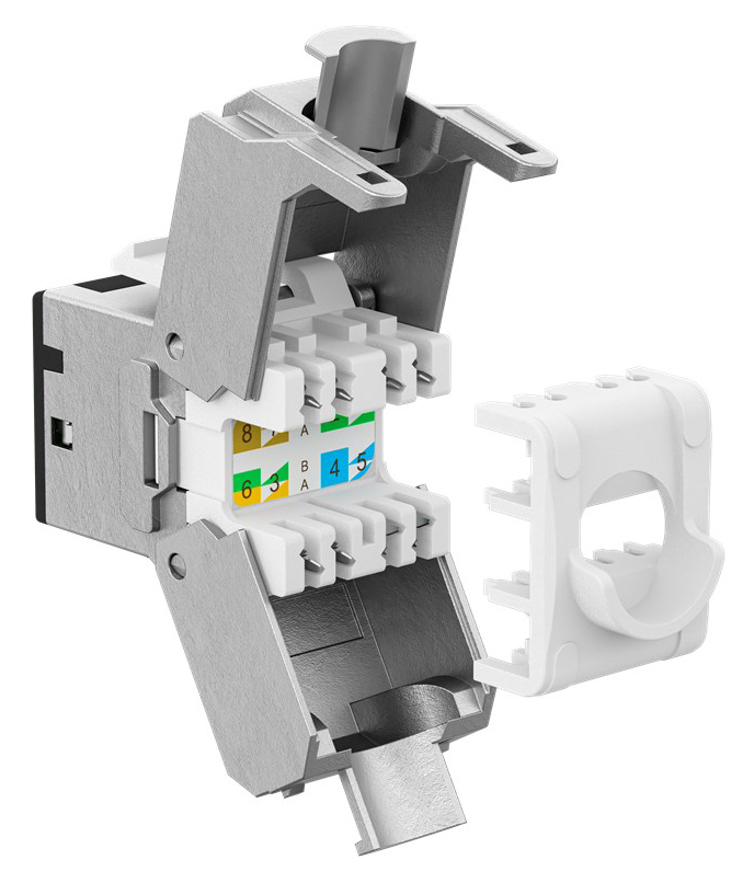GOOBAY Keystone module RJ45 77943, CAT 6A STP, slim, toolfree, ασημί/μαύρο - Image 2