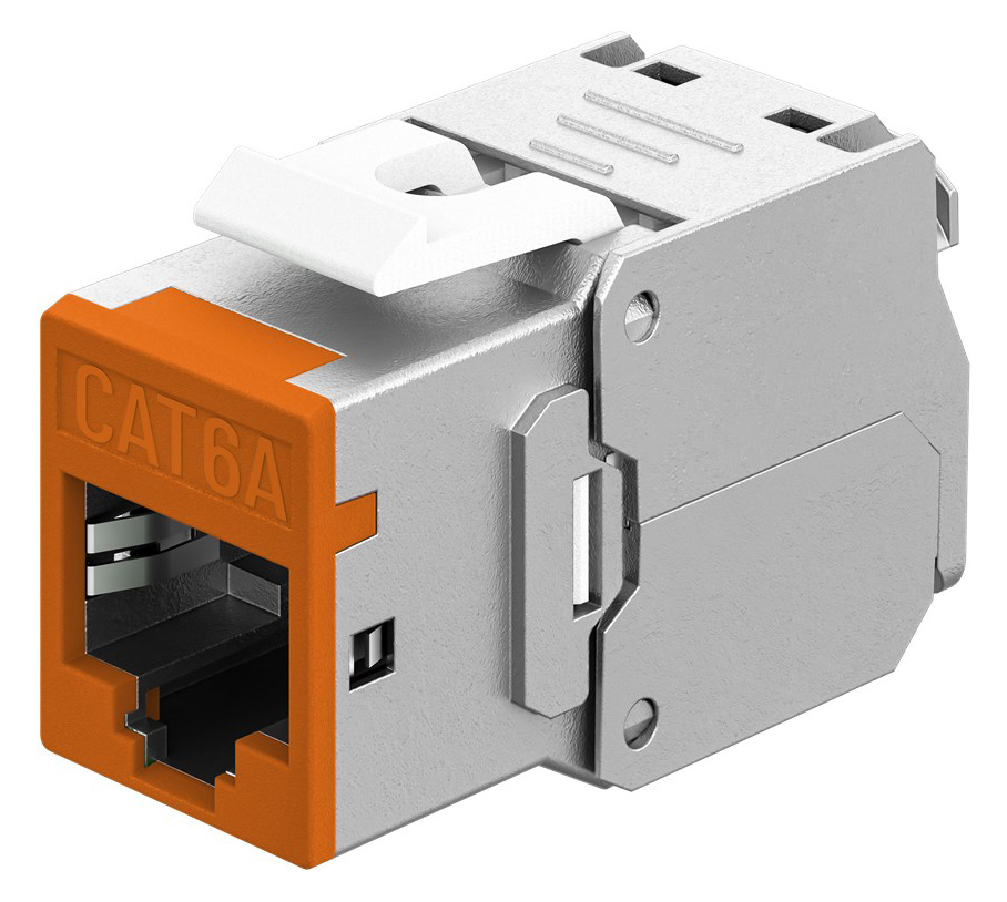 GOOBAY Keystone module RJ45 77947, CAT 6A STP, slim, toolfree, ασημί/πορτοκαλί