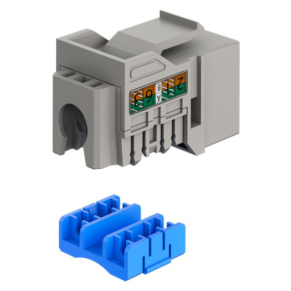 Alternative view of GOOBAY Keystone module RJ45 77951, CAT 6A UTP, slim & short, toolfree, γκρι