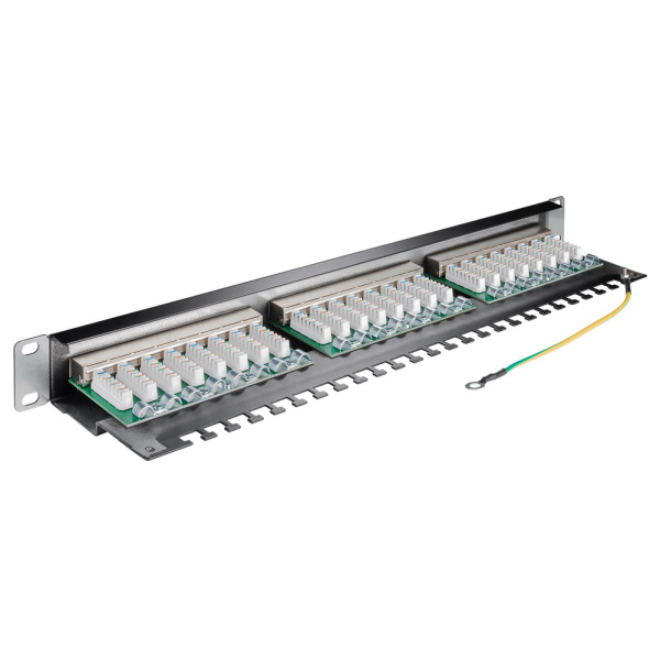Alternative view of GOOBAY patch panel 93048 19"/1U, 24x ports, CAT 6 STP, μαύρo