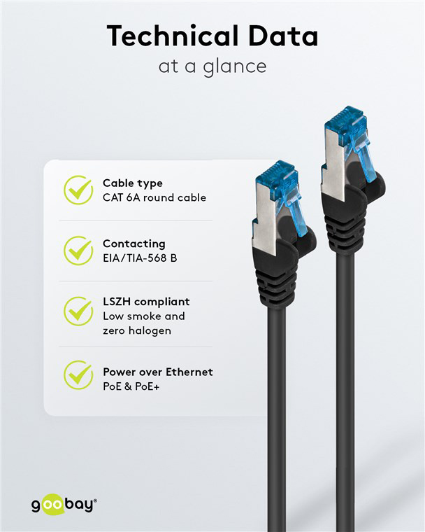 GOOBAY καλώδιο δικτύου 93706, CAT 6A S/FTP, 500MHz, Copper, 10m, μαύρο - Image 5