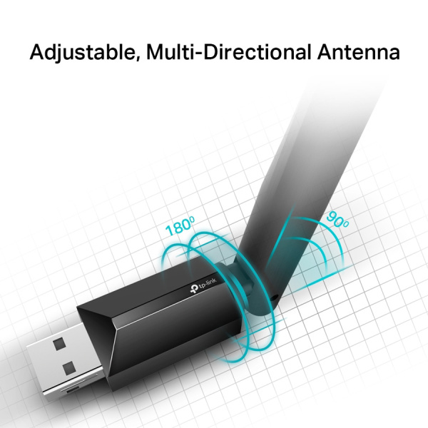 Alternative view of TP-LINK ασύρματος USB αντάπτορας δικτύου Archer T2U Plus, 600Mbps, V.1
