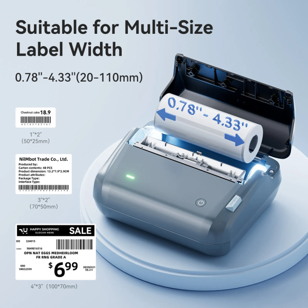 Alternative view of NIIMBOT smart θερμικός εκτυπωτής ετικετών B4, 203dpi, Bluetooth, μπλε