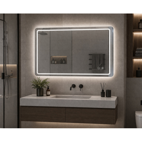 Alternative view of BRUNO καθρέφτης μπάνιου LED BRN-0285, ορθογώνιος, 24W, 60x80cm, IP67