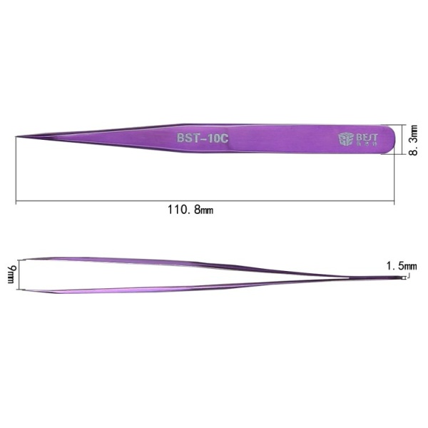 Alternative view of BEST Τσιμπίδα BST-10C, Stainless Steel, ESD, Ίσια