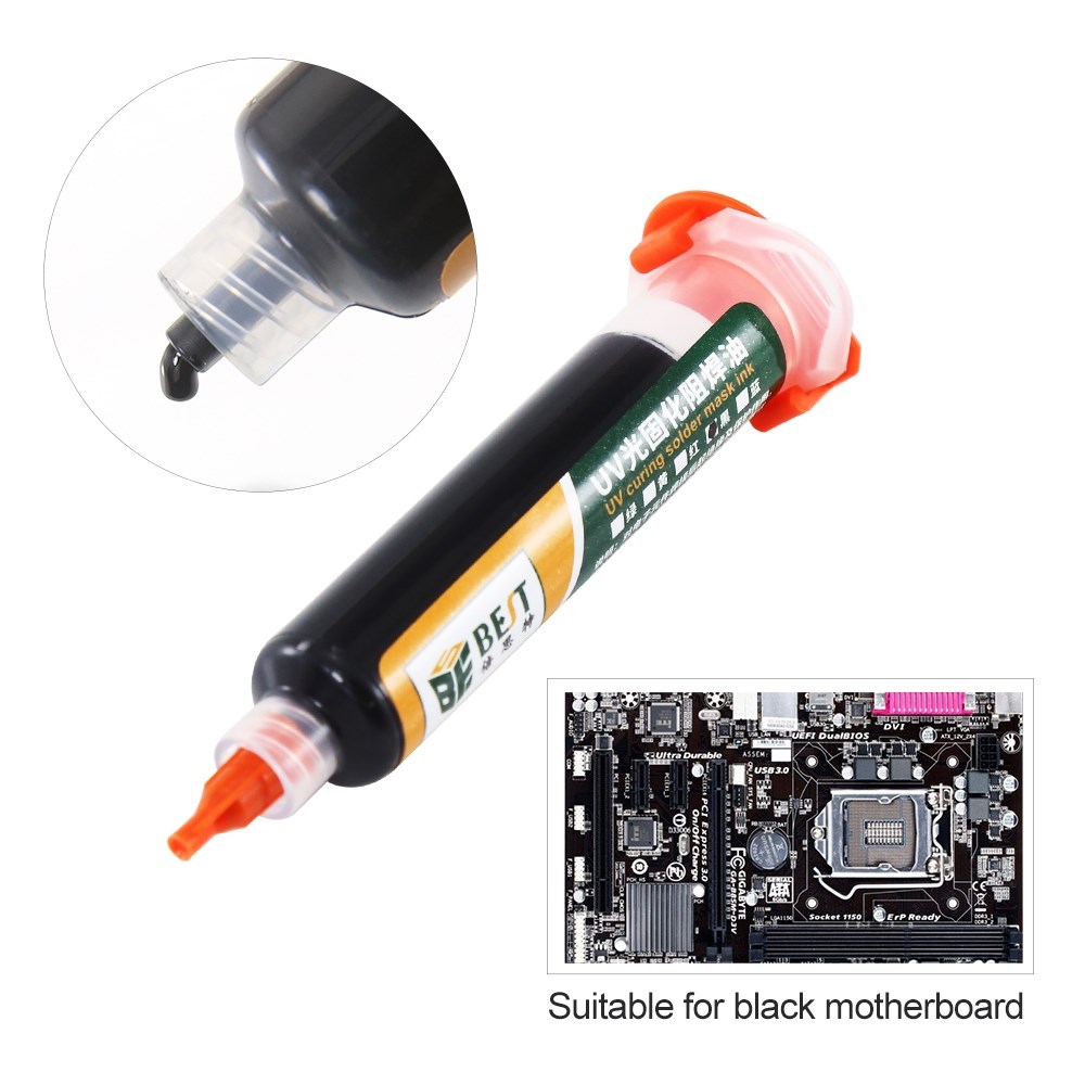 BEST PCB Repairing UV Solder mask ink BST-UVH900, 10cc, μαύρο - Image 2