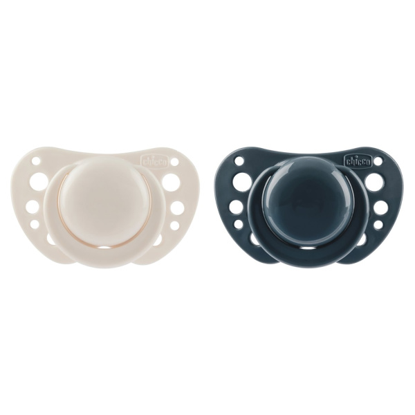 Alternative view of Chicco Πιπίλα Δύο Τεμαχίων Physio Air με Θηλή Σιλικόνης & Θήκη σε Μπεζ-Γκρι Μπλε Για 6-16 Μηνών