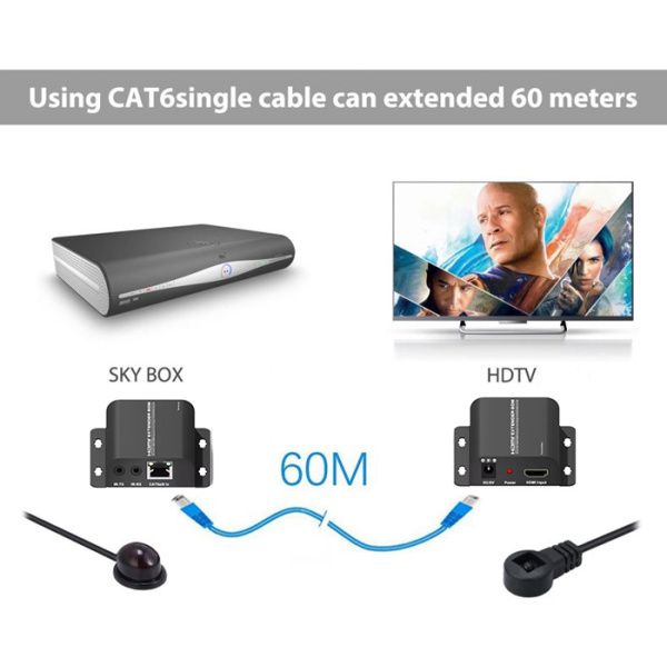 Alternative view of POWERTECH HDMI video extender CAB-H114 μέσω καλωδίου RJ45, 1080p, 60m