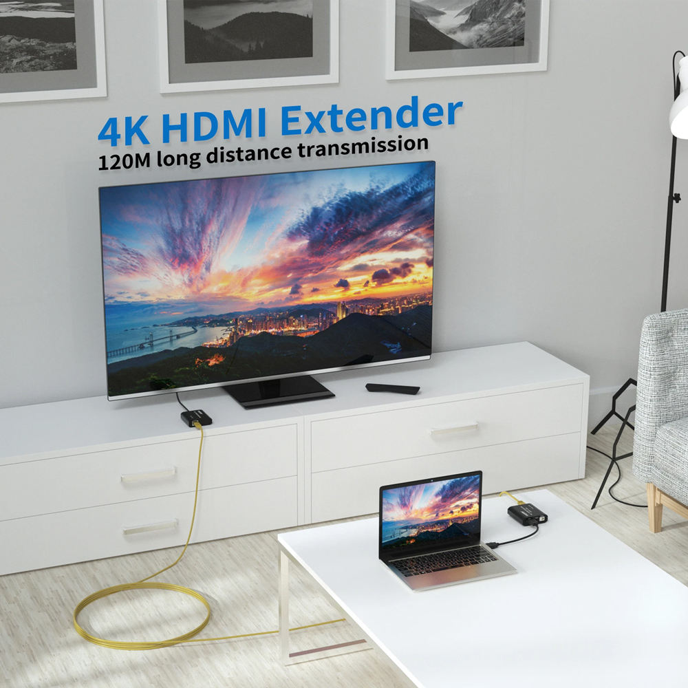 POWERTECH HDMI video extender CAB-H195 μέσω καλωδίου RJ45, 4K/30Hz, με loop, έως 120m - Image 5
