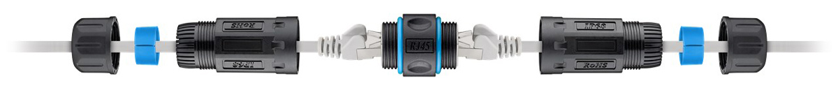 POWERTECH αδιάβροχος σύνδεσμος RJ45 CAB-N427, CAT 6, IP68, μαύρος - Image 2