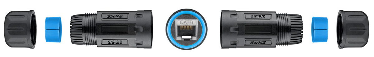 POWERTECH αδιάβροχος σύνδεσμος RJ45 CAB-N427, CAT 6, IP68, μαύρος - Image 4