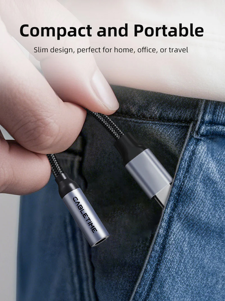 CABLETIME αντάπτορας USB-C σε 3.5mm CT-CMAUF-AG, γκρι - Image 3