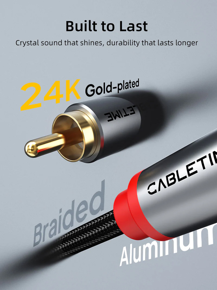 CABLETIME καλώδιο ήχου 2x RCA σε 2x RCA CT-RCA, 5m, μαύρο - Image 3