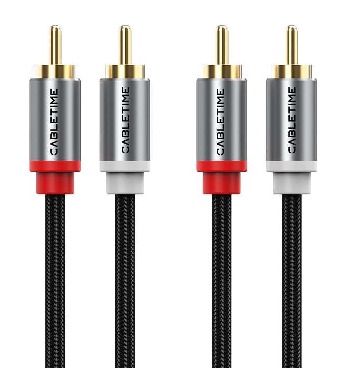 CABLETIME καλώδιο ήχου 2x RCA σε 2x RCA CT-RCA, 5m, μαύρο