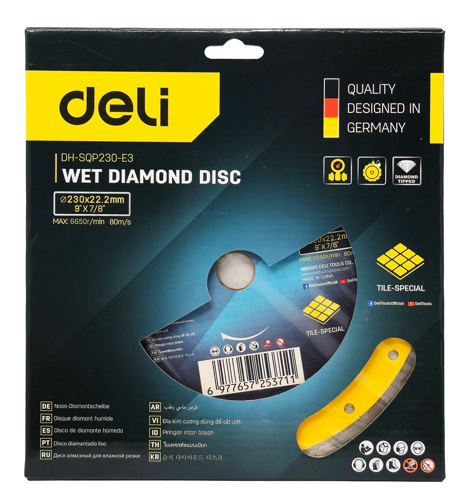 DELI δίσκος κοπής διαμαντέ DH-SQP230-E3, δομικών υλικών, 230mm, 6650rpm, wet - Image 3