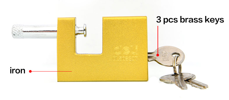 DELI λουκέτο τάκου με κλειδί DL508307, heavy duty, 70mm - Image 2