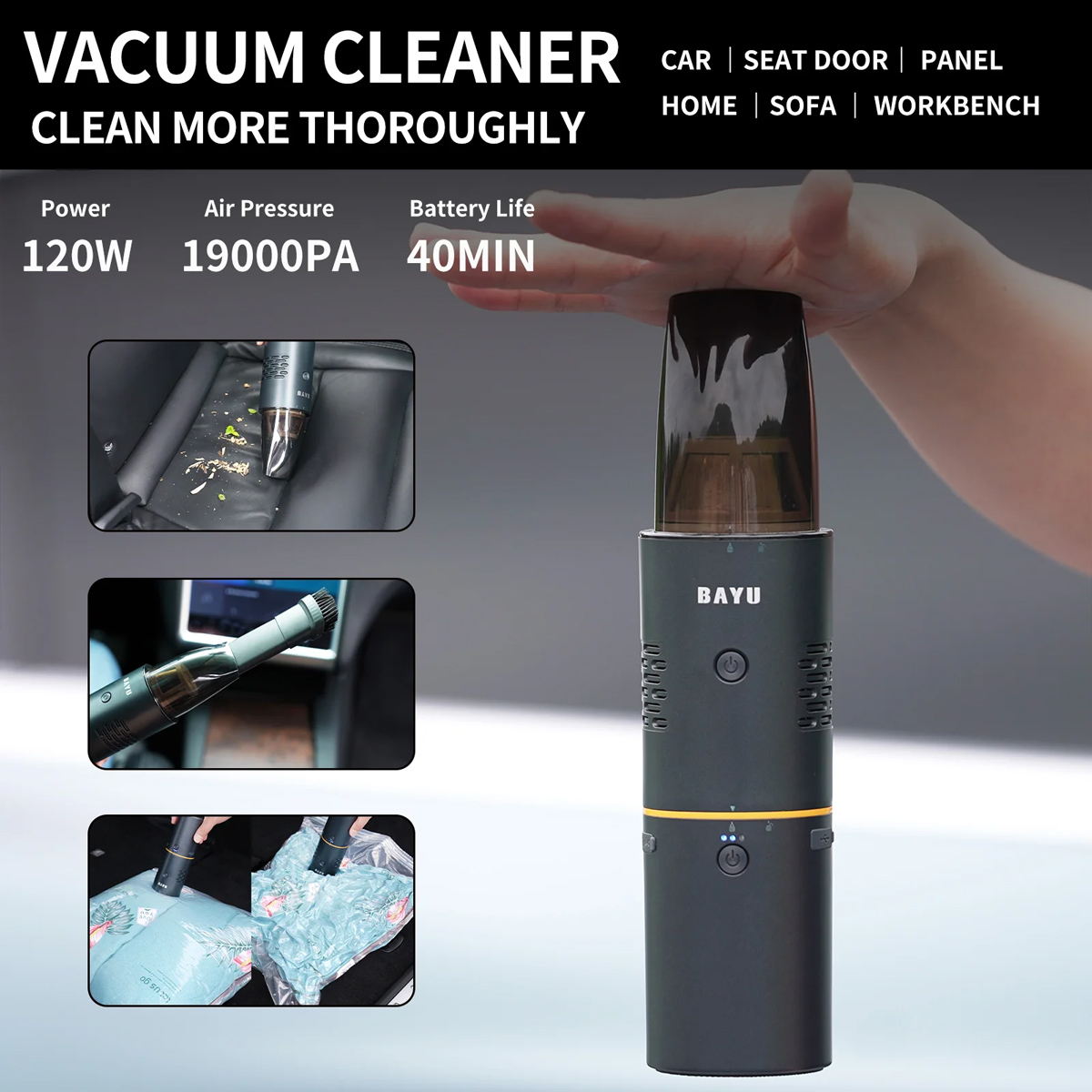 BAYU car kit με εκκινητής μπαταρίας/συμπιεστής αέρος/πιστόλι πλυσίματος/σκουπάκι αυτοκινήτου E-Pro C - Image 6