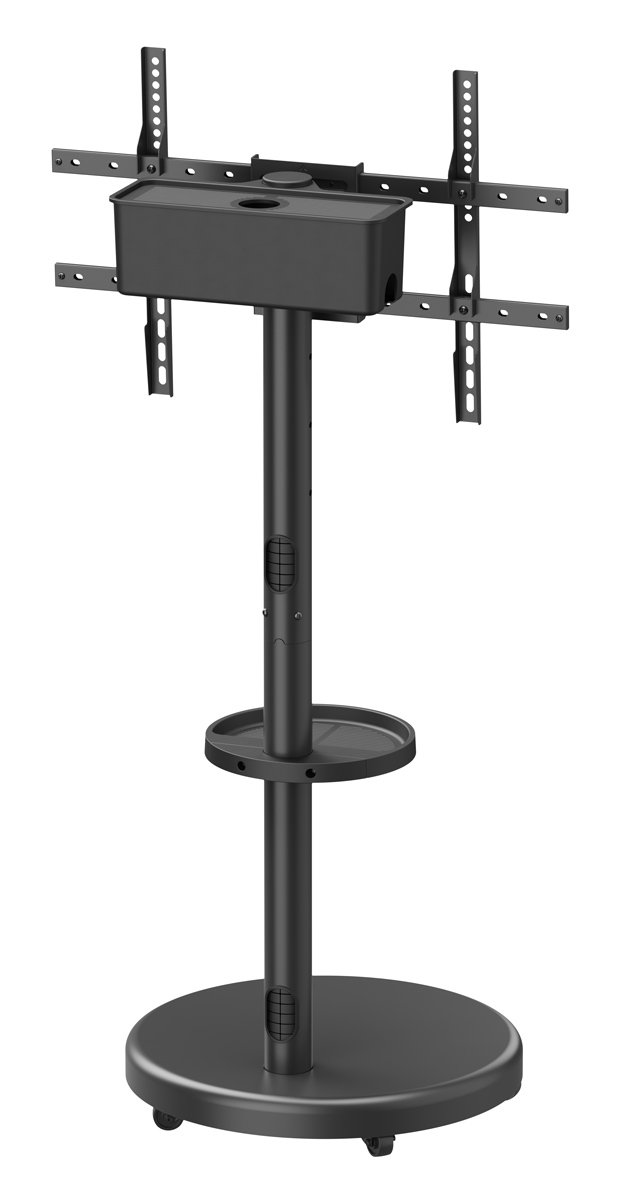 BRATECK βάση τηλεόρασης δαπέδου FS38-46TWE, 37-86", έως 50kg, με ράφι & cable management, ροδάκια, μαύρη - Image 5