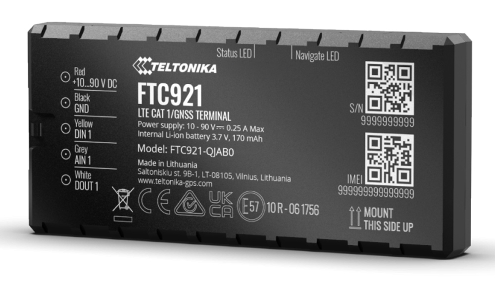TELTONIKA GPS tracker οχημάτων FTC921, 4G LTE/GSM/GPRS/GNSS, 10-90V
