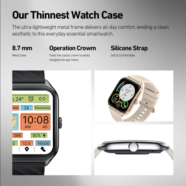 Alternative view of ZEBLAZE smartwatch GTS 4, heart rate, 1.94" AMOLED, IP68, μαύρο
