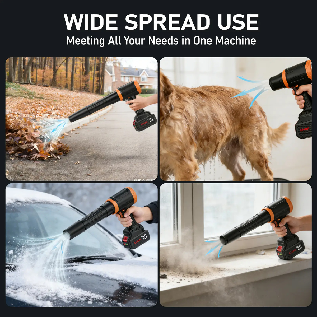 KINZIR ηλεκτρικό air duster AD61, 800W, 2000mAh, Brushless, μαύρο - Image 2