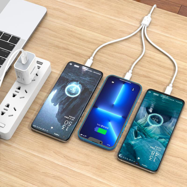 Alternative view of KAKUSIGA καλώδιο USB σε USB-C/Lightning/Micro USB KSC-1021, 5A, 1.2m, λευκό