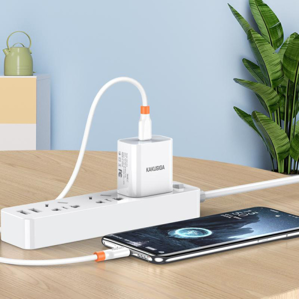 Alternative view of KAKUSIGA καλώδιο USB-C KSC-1024, σιλικόνης, 100W, 480Mbps, 0.25m, λευκό