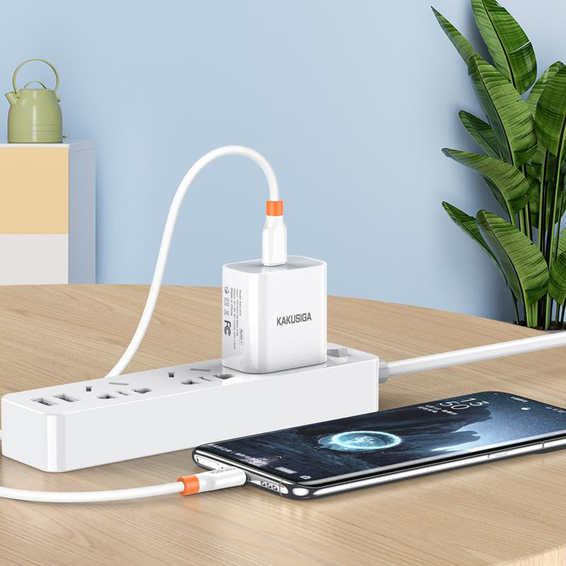 KAKUSIGA καλώδιο USB-C KSC-1024, σιλικόνης, 100W, 480Mbps, 0.25m, λευκό - Image 2