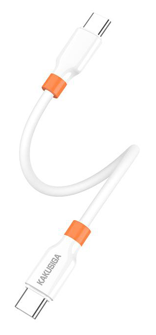 KAKUSIGA καλώδιο USB-C KSC-1024, σιλικόνης, 100W, 480Mbps, 0.25m, λευκό