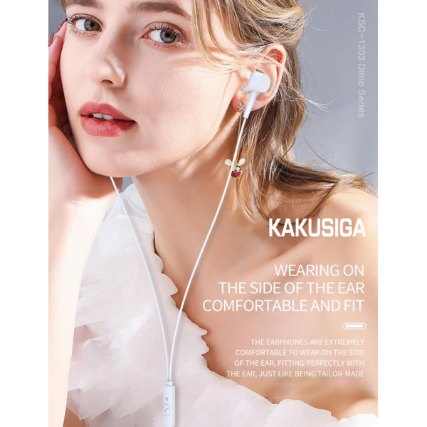 Alternative view of KAKUSIGA earphones με μικρόφωνο KSC-1303, 3.5mm σύνδεση, 10mm, 1.1m, μαύρα