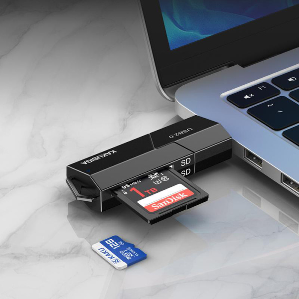 Alternative view of KAKUSIGA card reader KSC-1411 για SD & micro SD, 480Mbps, USB σύνδεση, μαύρο